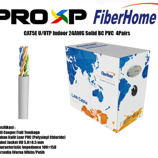 FTP/UTP<br> FiberHome U/UTP CAT 5E COOPER - 24AWG PVC 2 utp_cat_5e_24awg_pvc