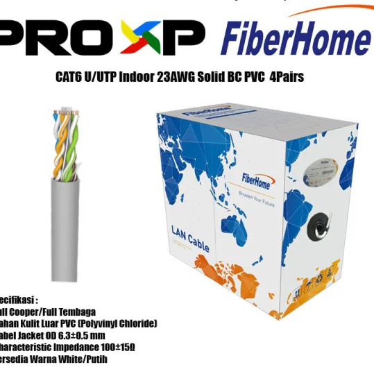 FTP/UTP<br> FiberHome UTP CAT 6 COOPER - 23AWG PVC 2 utp_cat_6_23awg_pvc